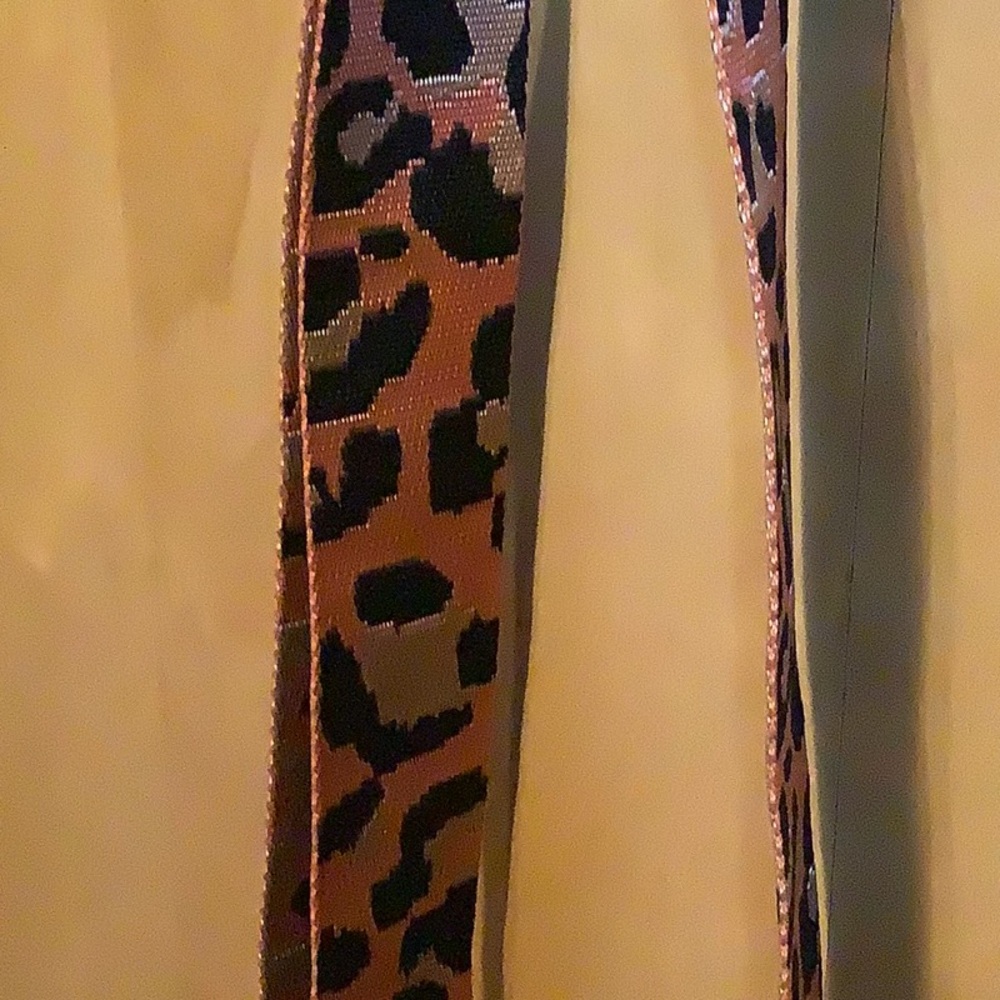 Ah-dorned black suede crossbody with leopard guitar strap - Picture 2 of 10